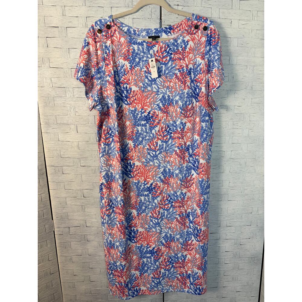 Talbots womens dress T-shirt knee length coral tropical travel coastal  Pl Sz ￼